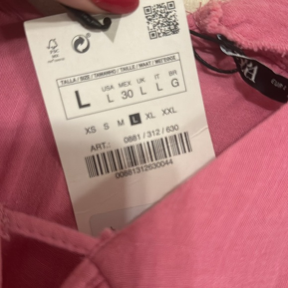 ZARA brand NEW with tags pink gauze cotton maxi dress with tie straps in Sz.L - Picture 4 of 9